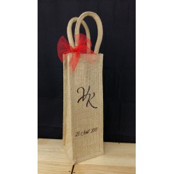 Sac bouteille jute Mariage initiales